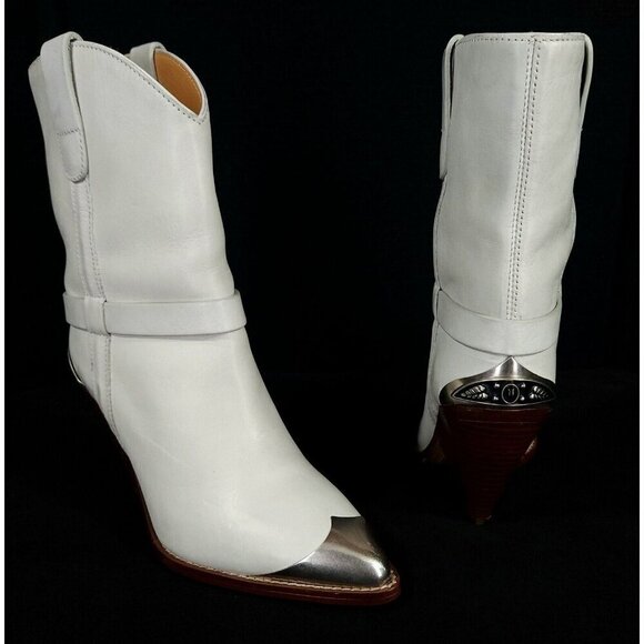 Isabel Marant Lamsy Leather Ankle Cowboy Boots 35 5 Gray New RARE - Picture 2 of 12